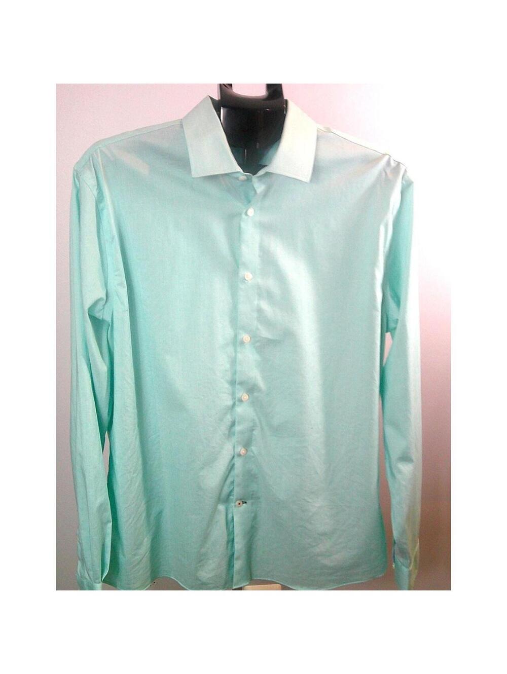 Tommy Hilfiger Men's Large Button-down Teal Collared Dress Shirt 34x35 16 1/2